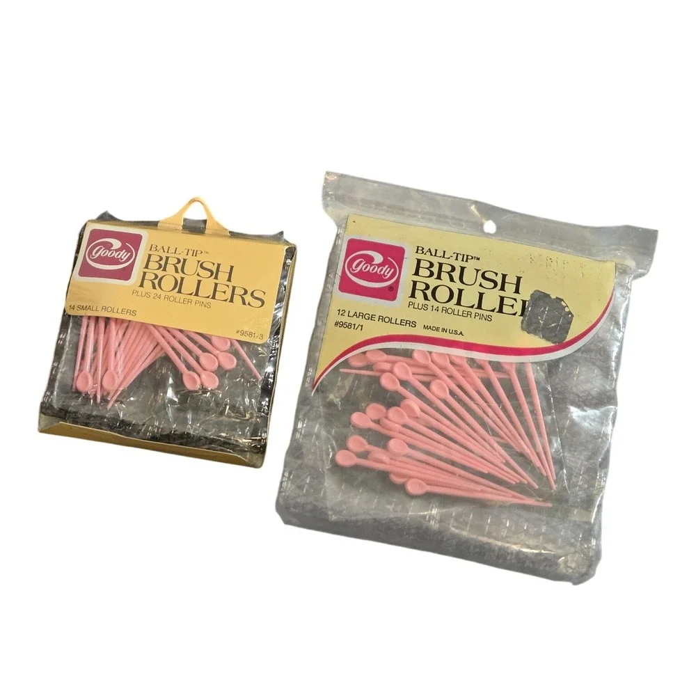 Vintage Goody Ball Tip Brush Rollers Set 14 Small‎ 12 Large Plus Roller Pins